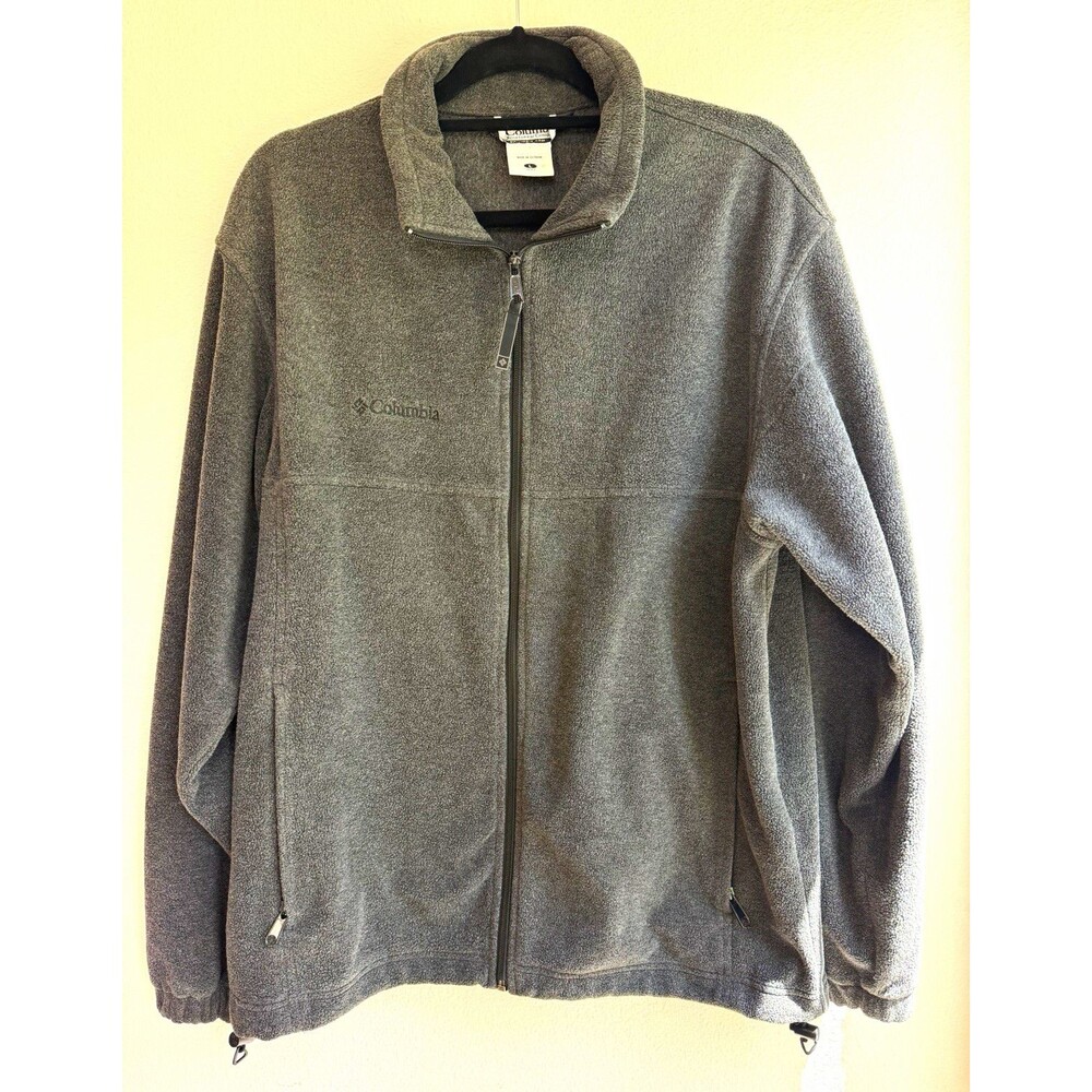 Columbia Men’s Gray Full Zip Fleece Jacket Large Stand Collar Pockets